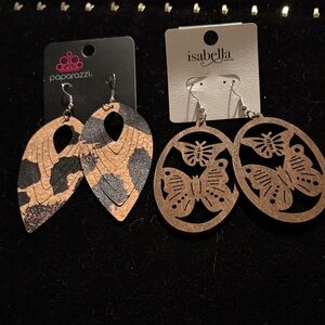Paparazzi Brown and Black Butterfly Earrings Set